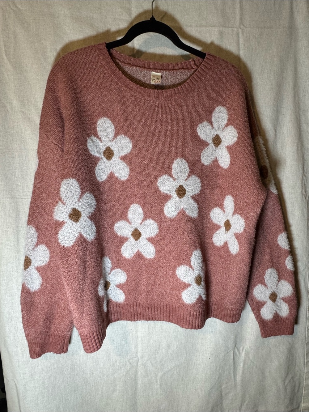 7th Ray Dusty Rose Floral Crewneck Sweater